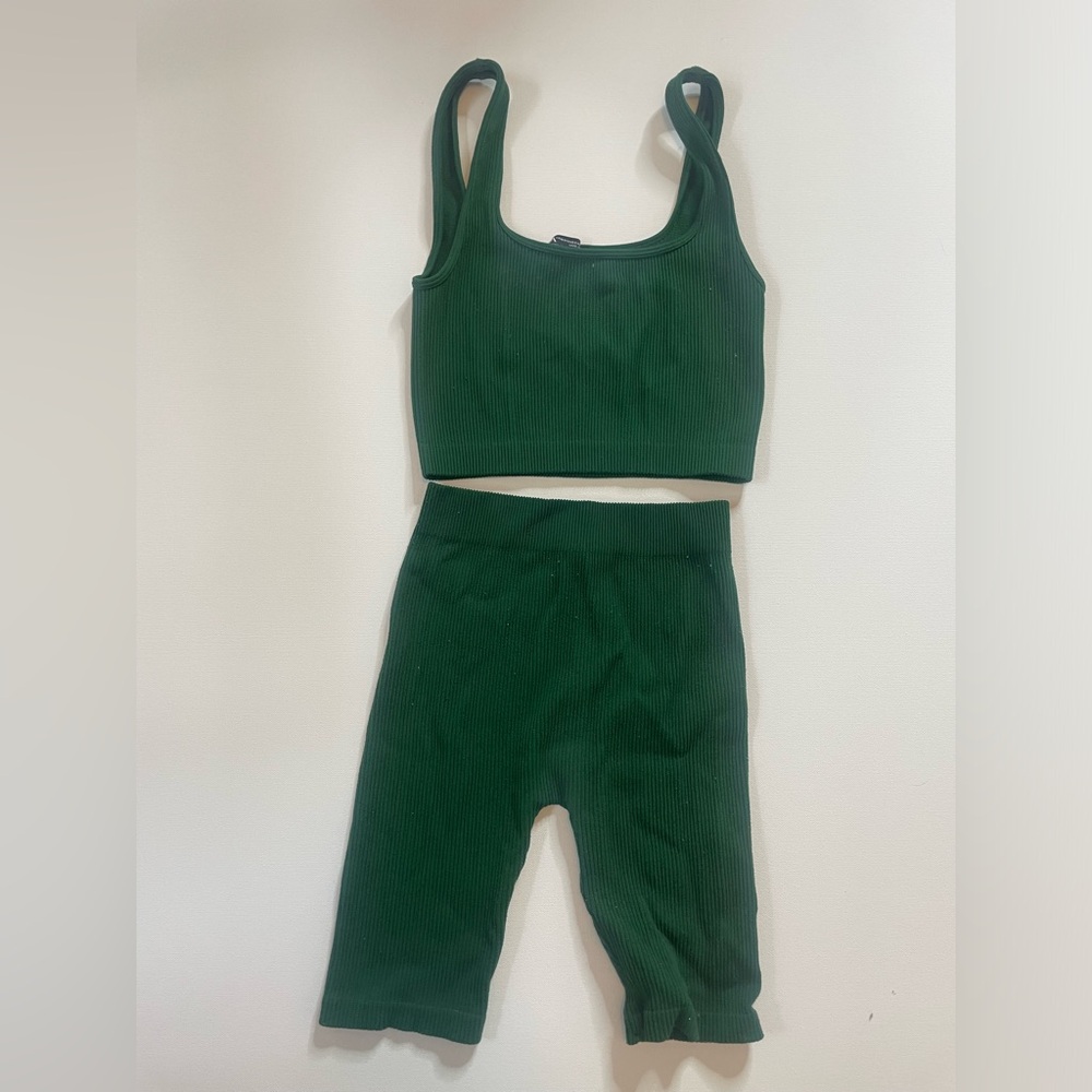 Zara green ribbed set